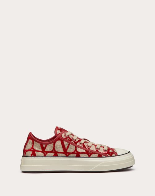 Toile Iconographe Low-top Sneaker for Woman in Beige/red | Valentino US