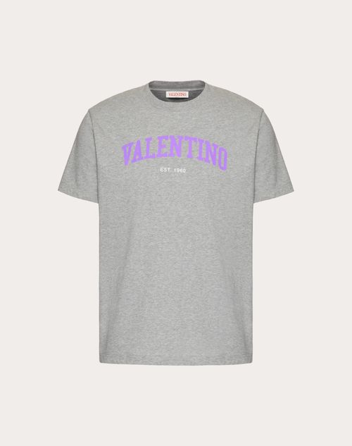 Valentino - T-shirt En Coton À Imprimé Valentino - Gris/violet - Homme - T-shirts Et Sweat-shirts