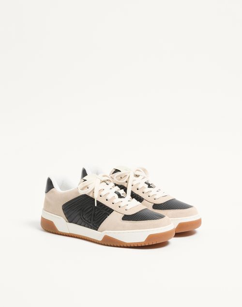 Valentino Garavani - Sparry Trainer In Split Leather And Nappa - Black - Man - Sneakers