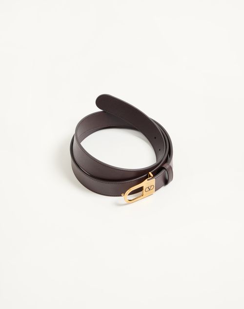 Valentino Garavani - Vlogo Signature Belt In Shiny Calfskin 30 Mm With Enamelled Logo Detail - Testa Di Moro/black - Man - Belts