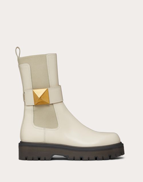 Valentino Garavani - One Stud Beatle In Calfskin 45mm - Light Ivory - Woman - Boots