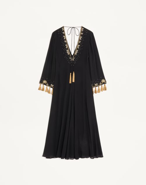 Valentino - Embroidered Light Georgette Midi Dress - Black/gold - Woman - Woman Ready To Wear Private Promotions