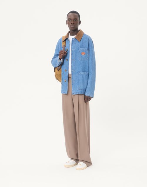 Valentino - Valentino Denim Shirt Jacket With Vlogo Patch - Denim - Man - Denim