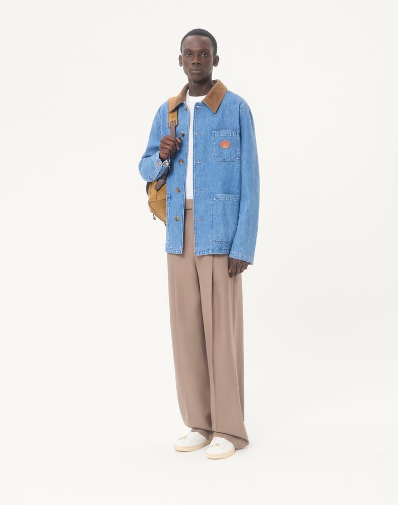 Valentino Denim Shirt Jacket With Vlogo Patch Man Denim 48