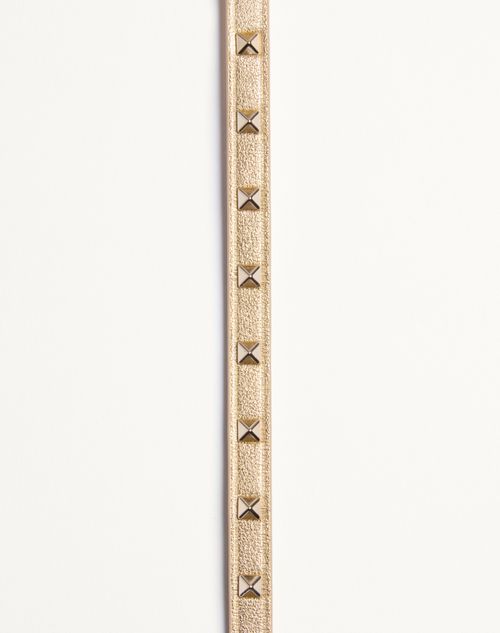 Valentino Garavani - Valentino Rockstud Laminated Leather Bracelet - Antique Brass - Woman - Jewelry