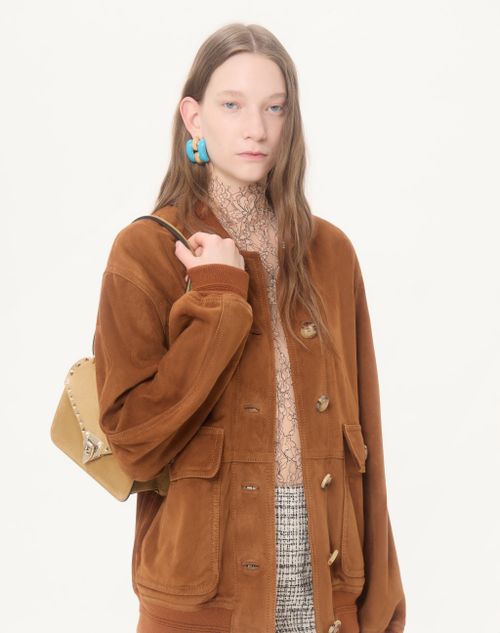 Valentino - Suede Caban - Tobacco - Woman - Coats And Outerwear