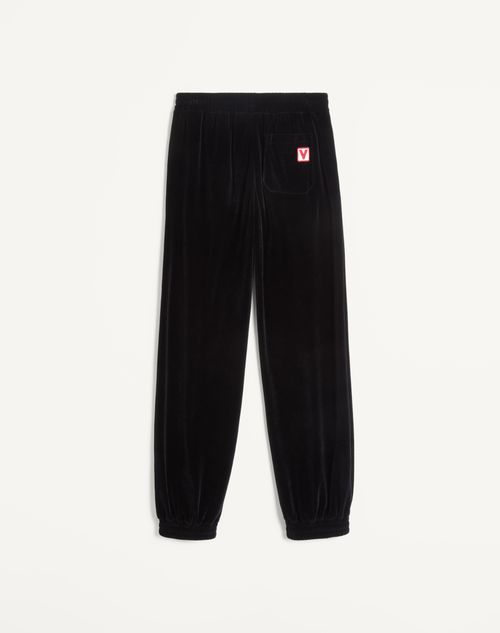 Valentino - Chenille Jogging Pants With Chez Valentino Patch - Black - Man - Pants And Shorts