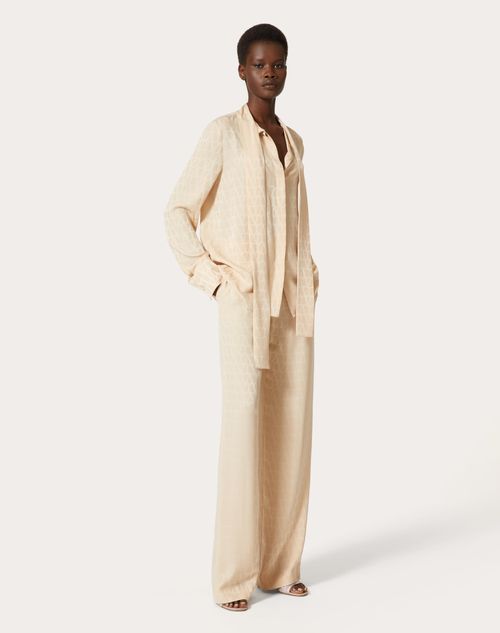 Valentino - Camicia In Silk Jacquard Toile Iconographe - Poudre - Donna - Saldi Abbigliamento Donna