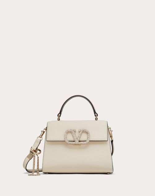 Valentino Garavani - Small Vsling Handbag With Jewel Embroidery - Light Ivory - Woman - Top Handle Bags