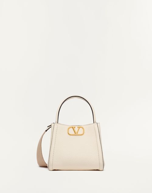 Valentino Garavani - Bolso De Mano Pequeño Valentino Garavani Alltime De Cuero De Becerro Granulado - Marfil - Mujer - Bolsos Con Asa Superior