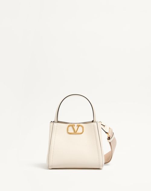 Valentino Garavani - Petit Sac À Main Valentino Garavani Alltime En Cuir De Veau Grainé - Ivoire - Femme - Valentino Garavani Alltime
