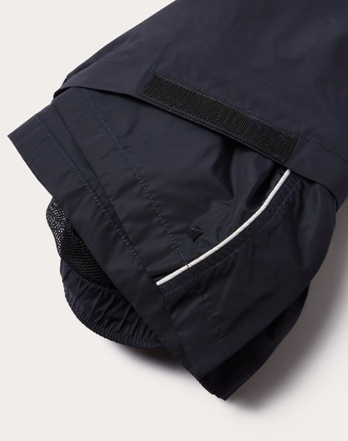 Valentino - Traje De Baño De Nailon Con Tachuela - Azul Marino - Hombre - Moda Baño