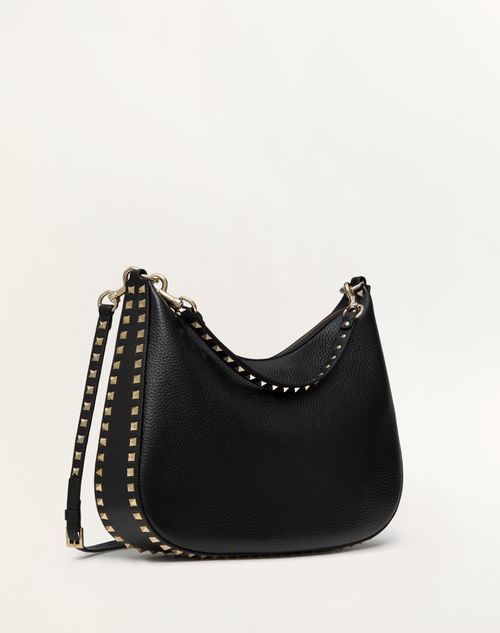 VALENTINO GARAVANI ROCKSTUD HOBO BAG IN GRAINY CALFSKIN