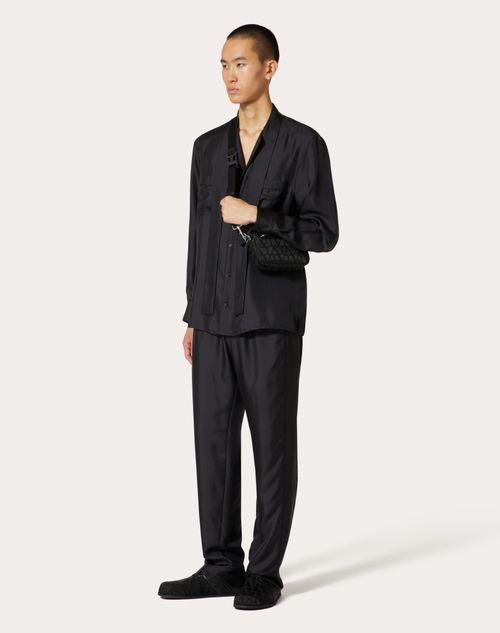 Valentino - Chemise Style Pyjama En Soie Avec Foulard À L'encolure - Noir - Homme - Chemisiers