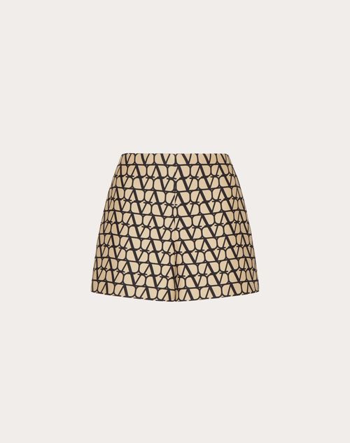 Valentino - Short En Crêpe Couture Toile Iconographe - Beige/noir - Femme - Shelve - Pap Toile