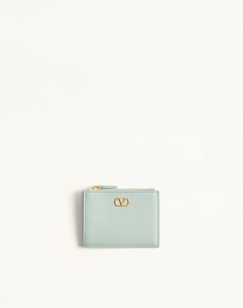 Valentino Garavani - Vlogo Signature Grainy Calfskin Card Holder - Grey - Woman - Wallets And Small Leather Goods