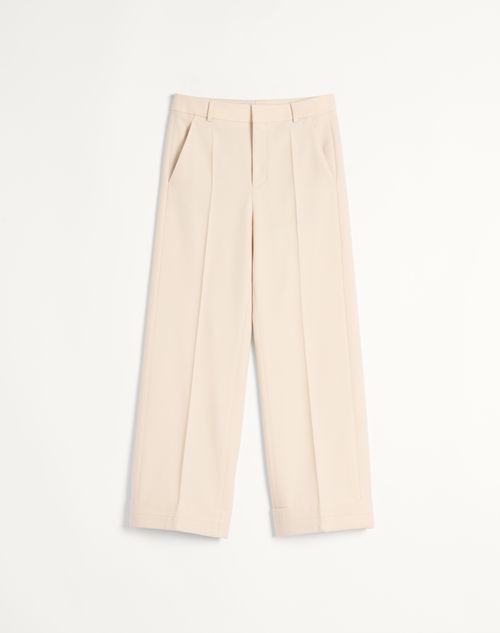 Valentino - Pantalon En Gabardine De Laine Avec Revers - Beurre - Homme - Nouveautés