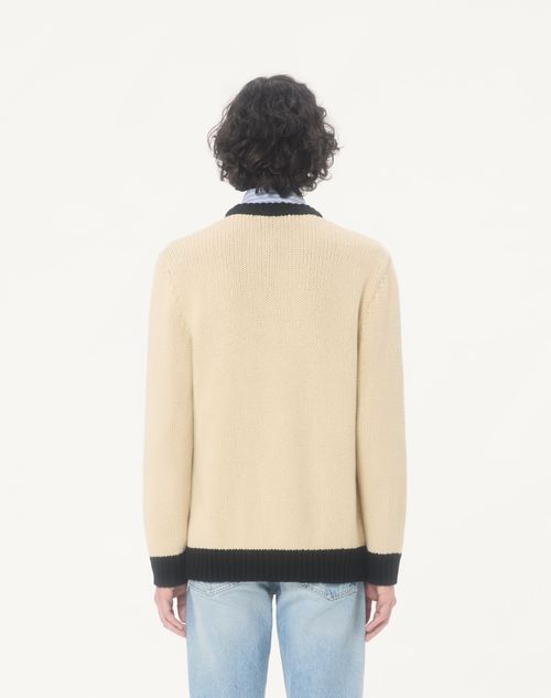 Valentino - Vgエンブロイダリー ウール カーディガン - バター/ブラック - メンズ - ニット