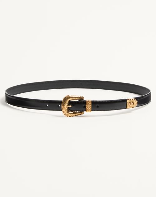 Valentino Garavani - Vlogo Signature Brushed Calfskin Belt 20 Mm - Black - Man - Belts