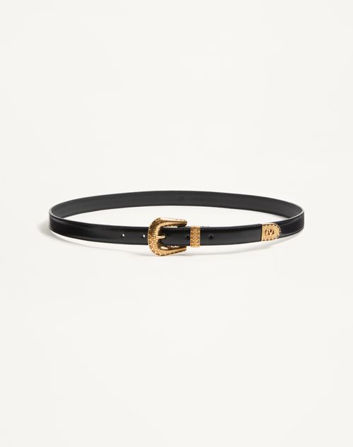Valentino Garavani - Vlogo Signature Brushed Calfskin Belt 20 Mm - Black - Man - Belts