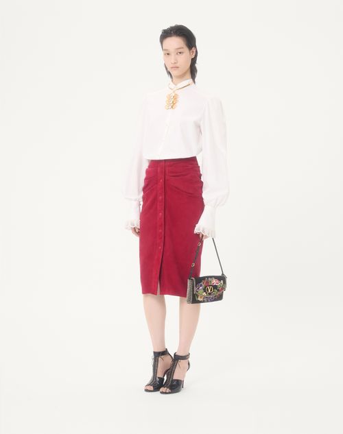 Valentino - Suede Skirt - Cherry Red - Woman - Skirts