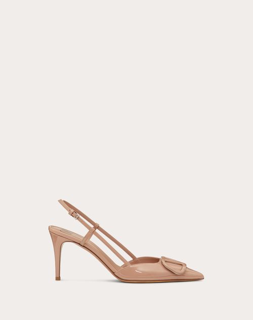 Valentino Garavani - VLOGO SIGNATURE PATENT LEATHER SLINGBACK PUMP 80MM / 3.15 IN. - Rose Cannelle - Woman - Shoes