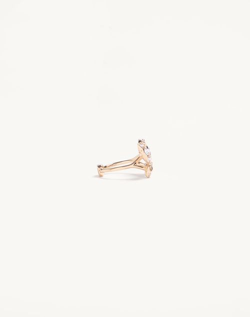 Valentino Garavani - Flutterby Ring In Metal And Swarovski® Crystals - Platinum/crystal - Woman - Jewelry