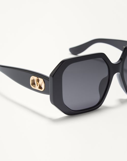 Valentino - ジオメトリックデザイン アセテート メガネ - ブラック/グレー - ウィメンズ - アイウェア