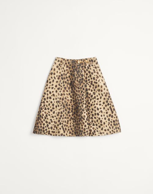 Valentino - Falda De Paño De Lana Estampada Con Manchas De Jaguar - Animalier - Mujer - Faldas