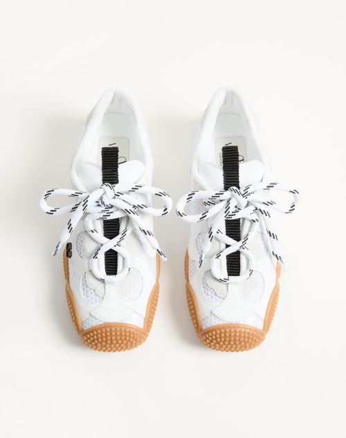 Valentino Garavani - Baskets Amphibia En Cuir De Veau Caoutchouté Et Croûte De Cuir - Blanc - Femme - Baskets