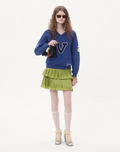 Valentino - Embroidered Cotton Sweatshirt - Blue/ivory - Woman - New Arrivals