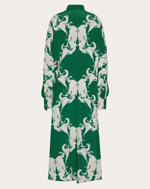 Valentino - Vestido De Metamorphos Siren Small Crepe De Chine - Verde/marfil - Mujer - Rebajas Ready To Wear Para Mujer