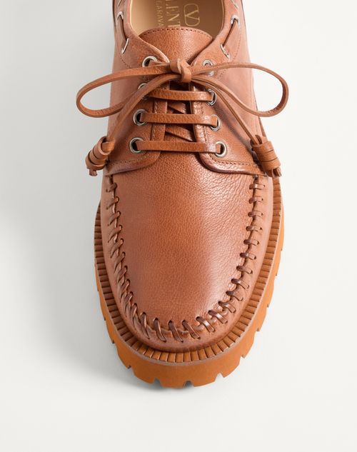 Valentino Garavani - Lord Chunky Buffalo Boat Shoe - Tobacco - Man - Loafers And Driver
