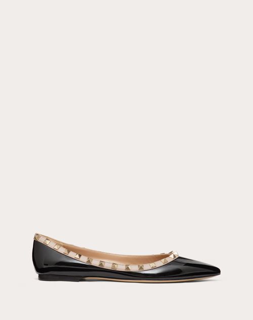 Patent Rockstud Ballet Flat for Woman in Poudre | Valentino US