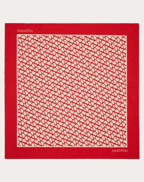 Valentino Garavani - Pañuelo De 90 x 90 cm De Seda Con Toile Iconographe - Beis/rojo - Mujer - Accesorios Suaves