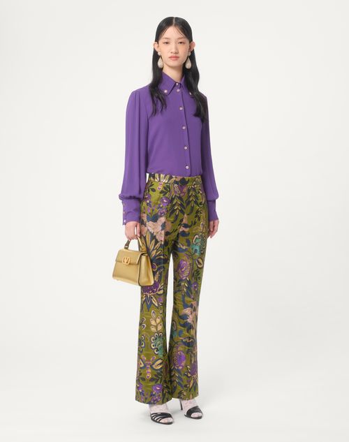 Valentino - Pants In Apres L'hiver Jacquard Floreale Lurex - Multicolor - Woman - Pants And Shorts