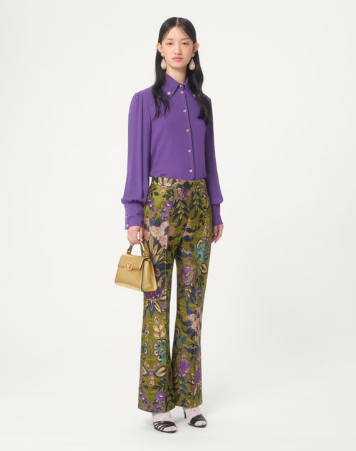 Valentino - Pants In Apres L'hiver Jacquard Floreale Lurex - Laurel/multicolour - Woman - Pants And Shorts
