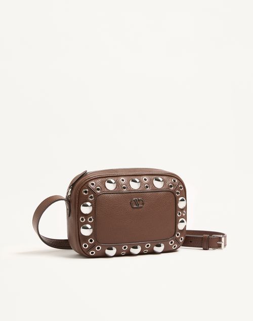 Valentino Garavani - Valentino Garavani Nellcôte Crossbody Bag In Grainy Calfskin - Brown - Woman - Shoulder Bags