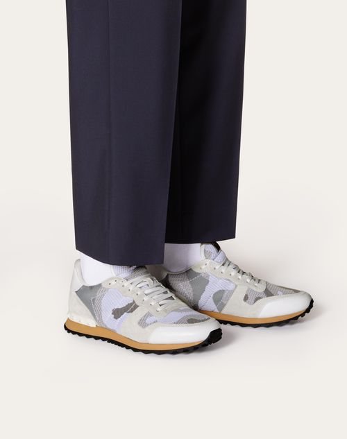 Valentino Garavani - Mesh Fabric Camouflage Rockrunner Sneaker - White/beige - Man - Man View All