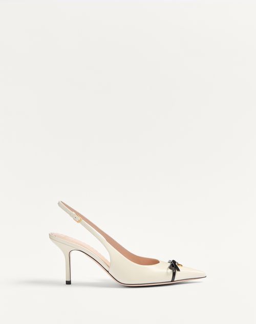 Valentino Garavani - Bepointy Slingback Pump In Patent Leather And Kidskin 80mm - Ivory/black - Woman - Pumps