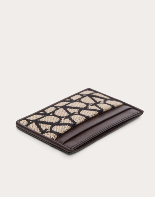 Valentino Garavani - Toile Iconographe Cardholder In Fabric With Leather Details - Beige/black - Man - Wallets And Small Leather Goods