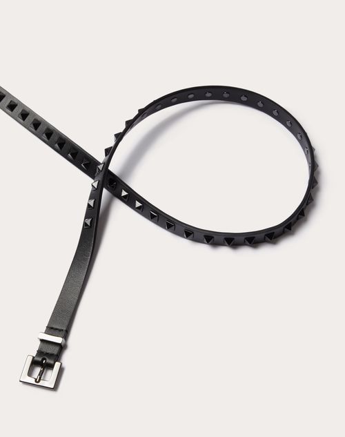 Valentino Garavani - Ceinture Rockstud En Cuir De Veau, Hauteur : 15 mm - Noir - Homme - Ceintures