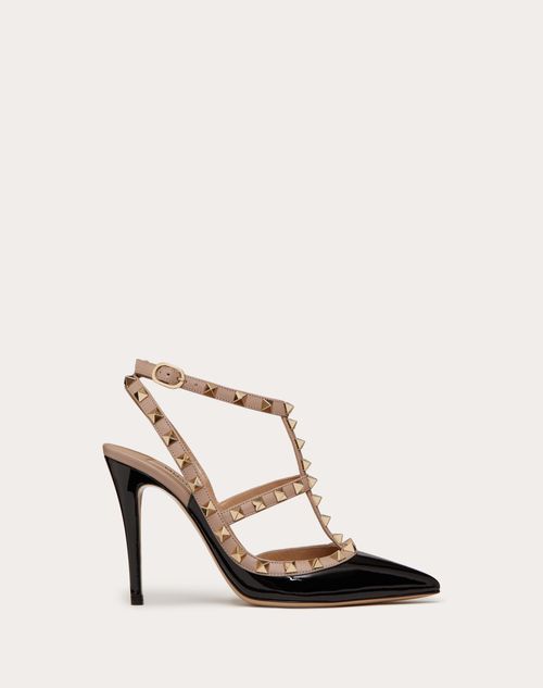 perspektiv par Udvej Patent Rockstud Caged Pump 100mm for Woman in Black/poudre | Valentino US