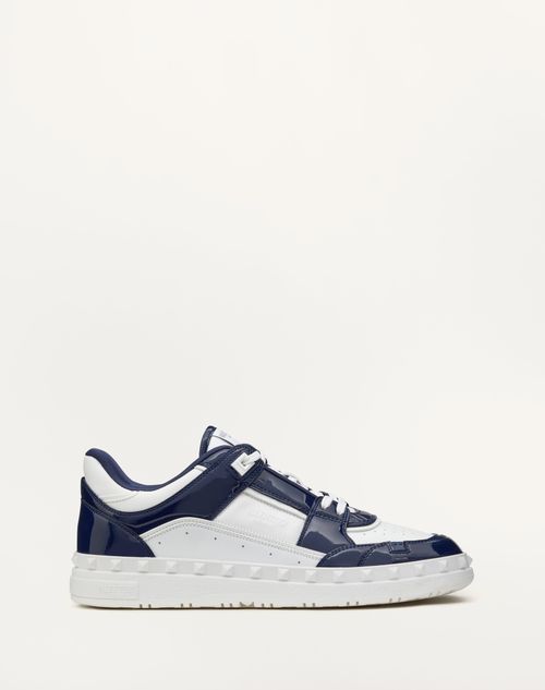 Valentino Garavani - Freedots Low Top Sneaker In Patent Leather - Blue/white - Man - Gifts For Him