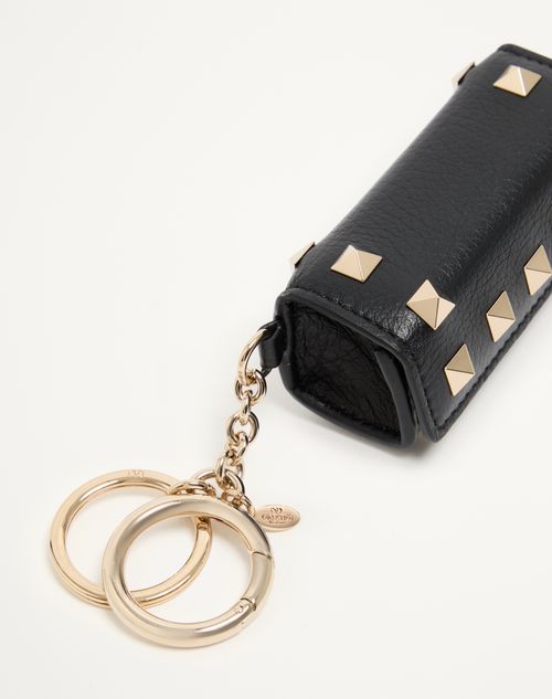 Valentino Garavani - Valentino Garavani Rockstud Charm In Grainy Calfskin - Black - Woman - Bag Charms And Keyrings