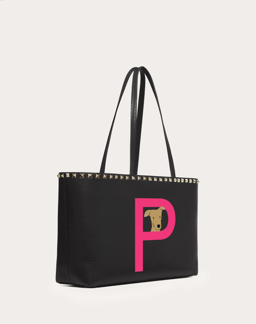 Valentino Garavani - Valentino Garavani Rockstud Pet Customizable Small Tote Bag - Black/sheer Fuchsia - Woman - Rockstud Pet - Bags