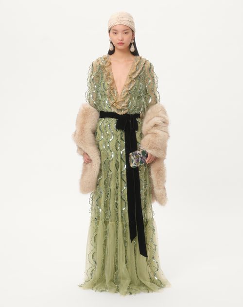Valentino Garavani - Bufanda Valentino De Piel Sintética - Beige Niebla/manteca - Mujer - Accesorios Suaves
