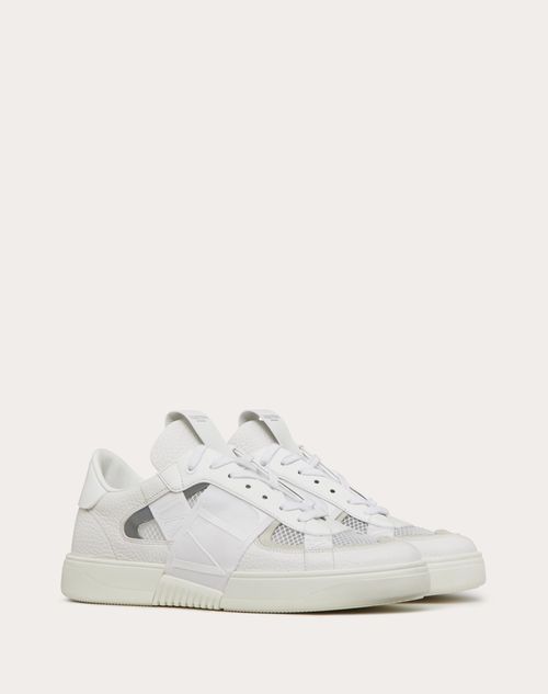 Valentino Garavani - Vl7n Low-top Sneakers In Calfskin And Mesh Fabric With Bands - White/ice - Man - Vl7n - M Shoes