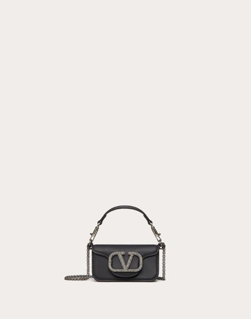 Valentino Garavani - Valentino Garavani Locò Micro Bag With Chain And Jewel Logo - Black - Woman - Valentino Garavani Loco