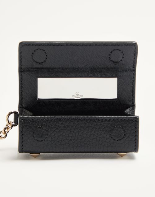 Valentino Garavani - Valentino Garavani Rockstud Charm In Grainy Calfskin - Black - Woman - Bag Charms And Keyrings